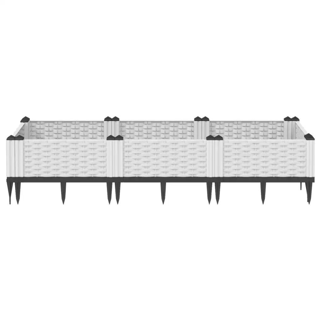 Modulaarne rotangimustriga taimekast, valge PP, 125 x 40 x 28,5 cm
