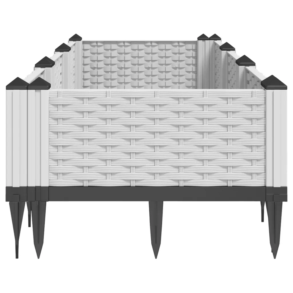 Modulaarne rotangimustriga taimekast, valge PP, 125 x 40 x 28,5 cm