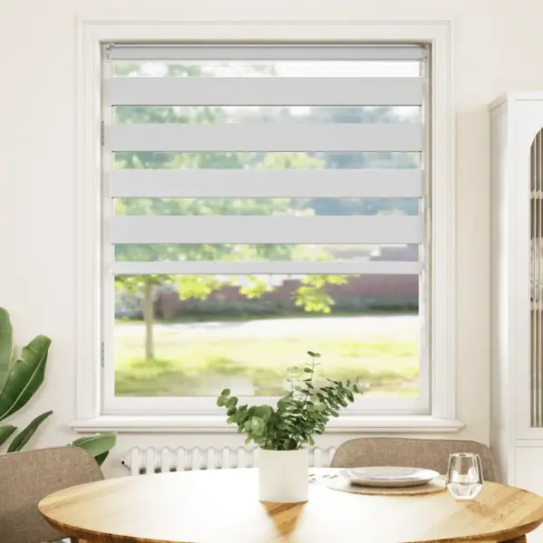 Valge triibuline päev- ja ööruloo, 95 x 150 cm, kanga laius 90,9 cm, 100% polüester – 2