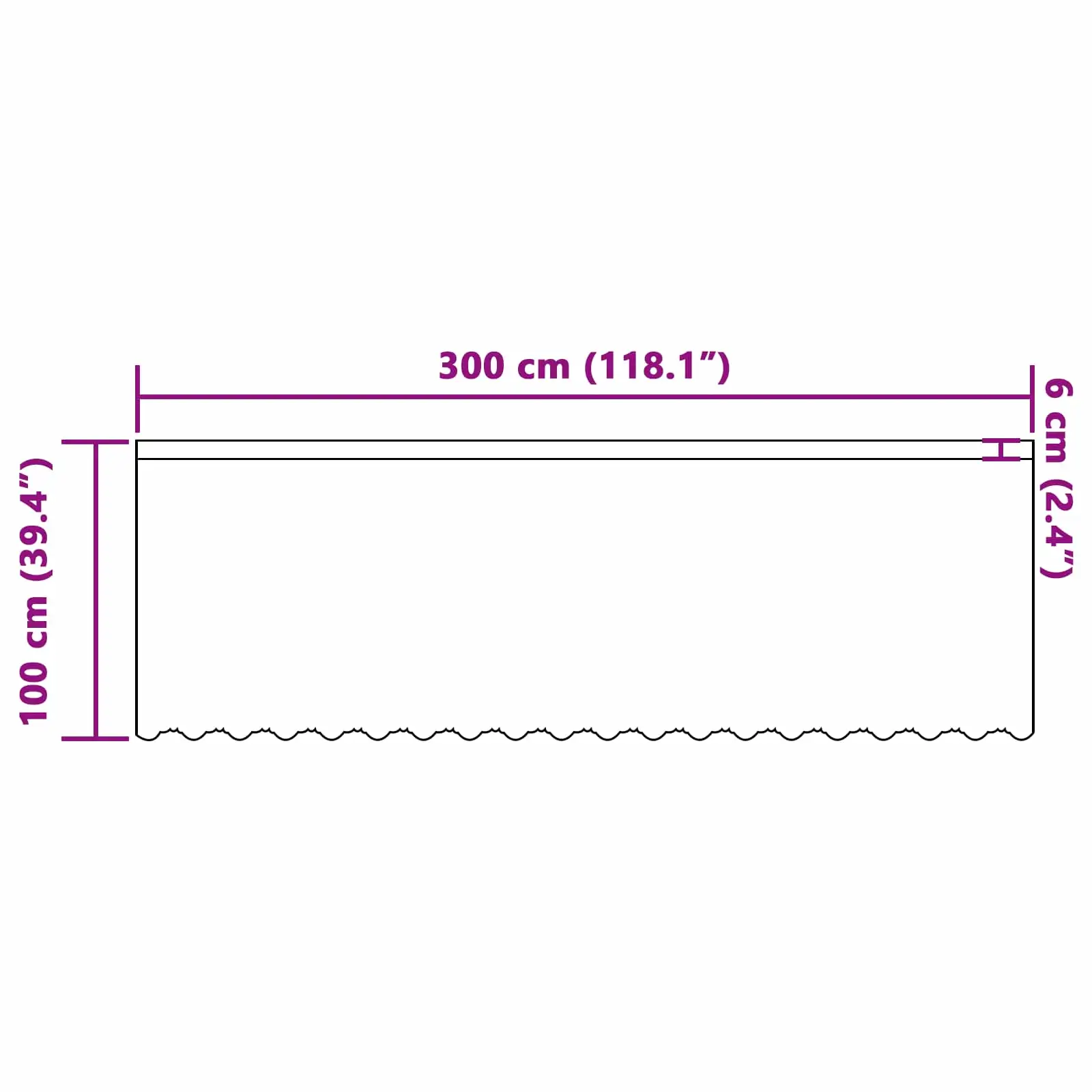 Valge pitskardin lillemustriga, polüester, 100 x 300 cm