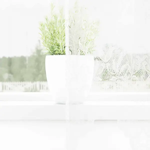 Valge pitskardin lillemustriga, polüester, 100 x 300 cm – 3