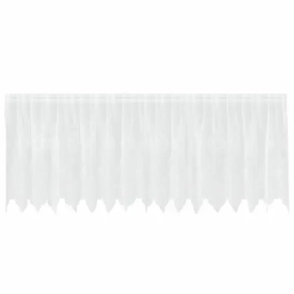 Valge lillemustriga pitskardin, polüester, 100 x 400 cm – 2