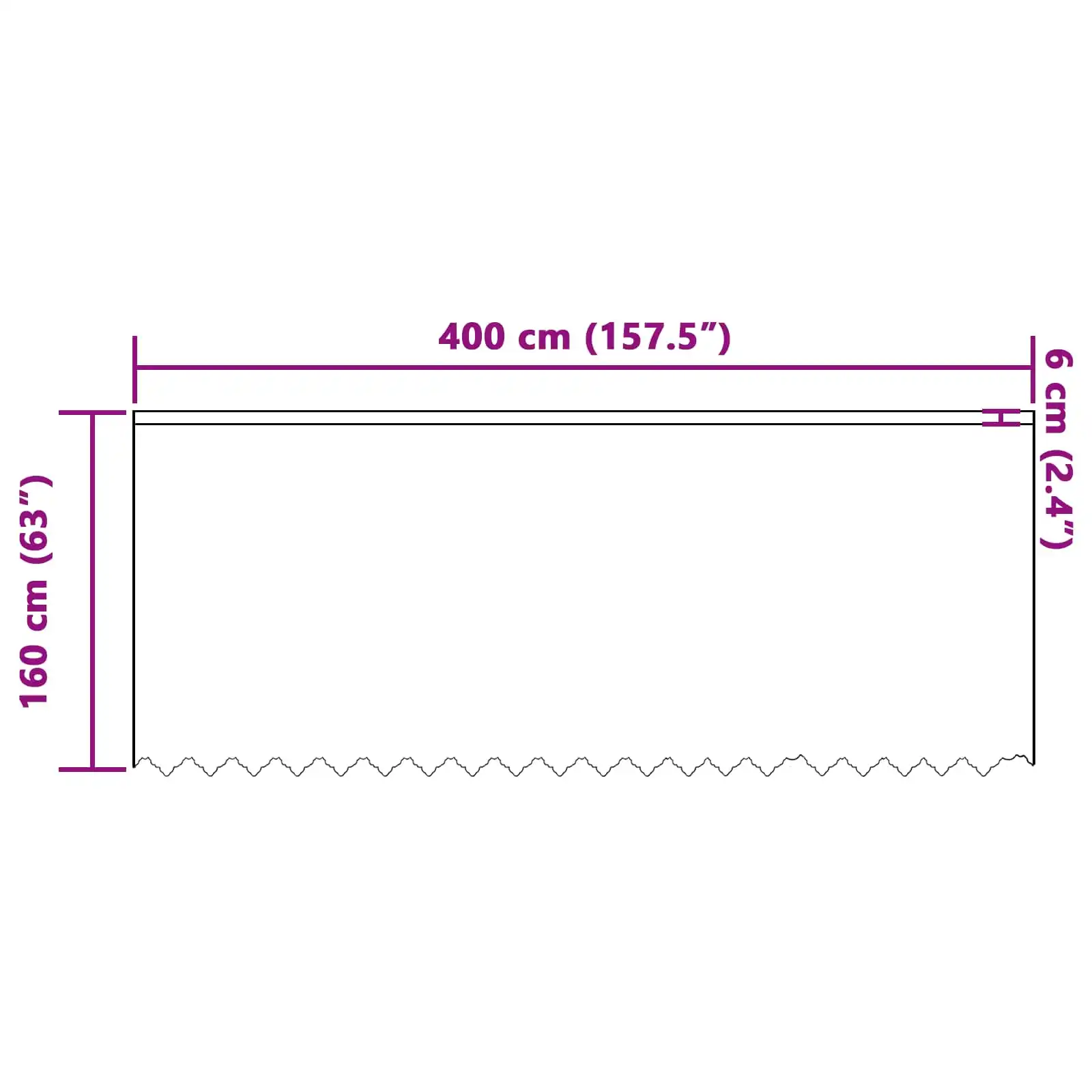 Pitskardin lillemustriga, valge polüester, 160 x 400 cm