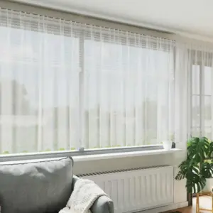 Valge polüester pitskardin lillemustriga, 160 x 500 cm