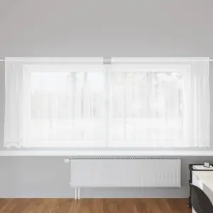 Valge lillemustriga pitskardin, polüester, 180 x 300 cm