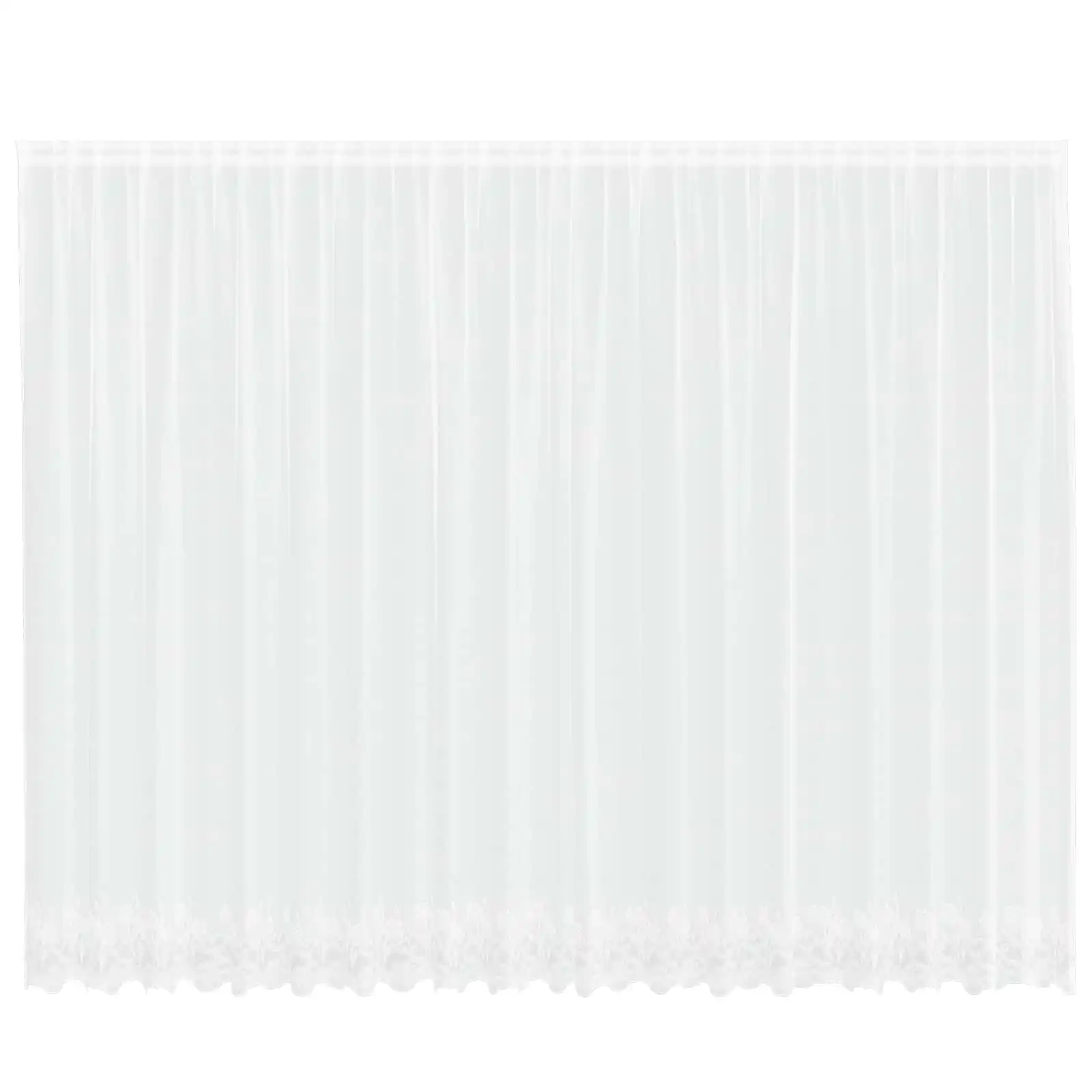 Valge lillemustriga pitskardin, polüester, 200 x 500 cm