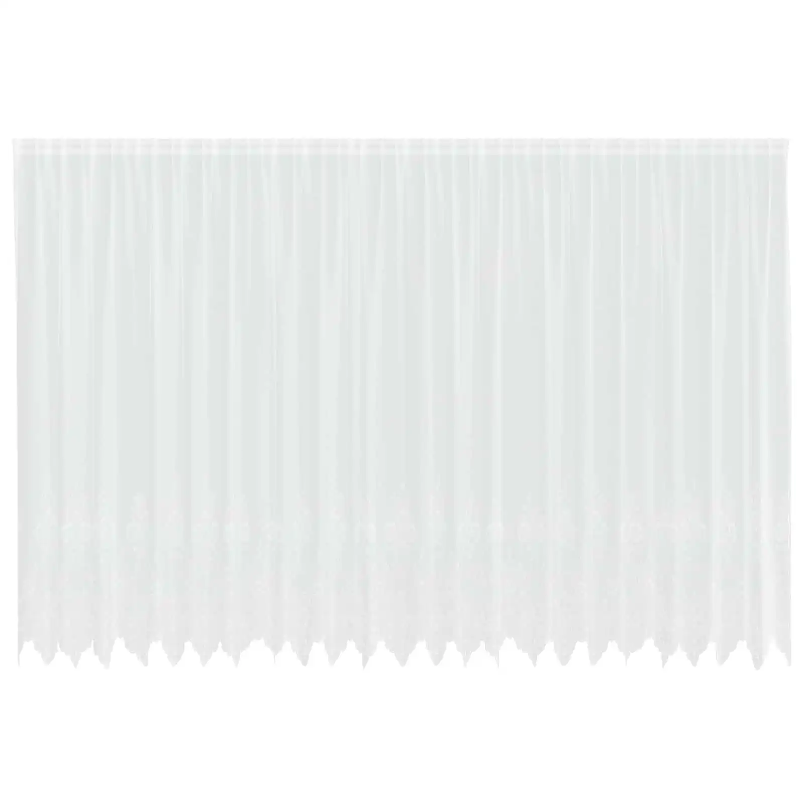 Valge lillemustriga pitskardin, polüester, 220 x 600 cm