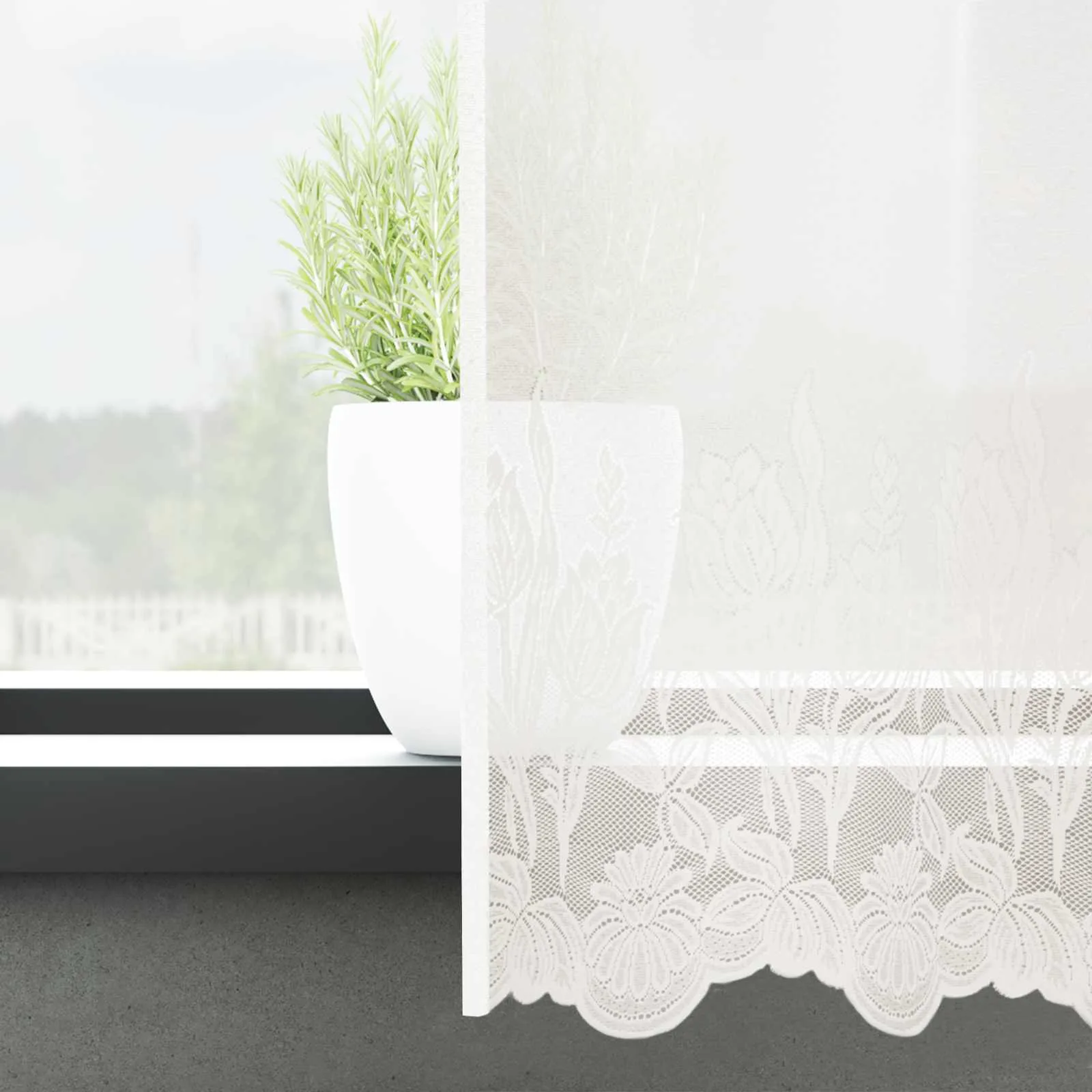 Pitskardin lillemustriga, valge polüester, 240 x 900 cm