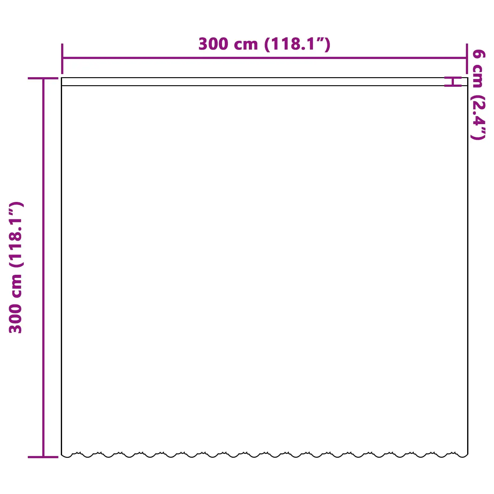 Mitme riputusviisiga pitskardin lillemustriga, valge, 300 x 300 cm, polüester