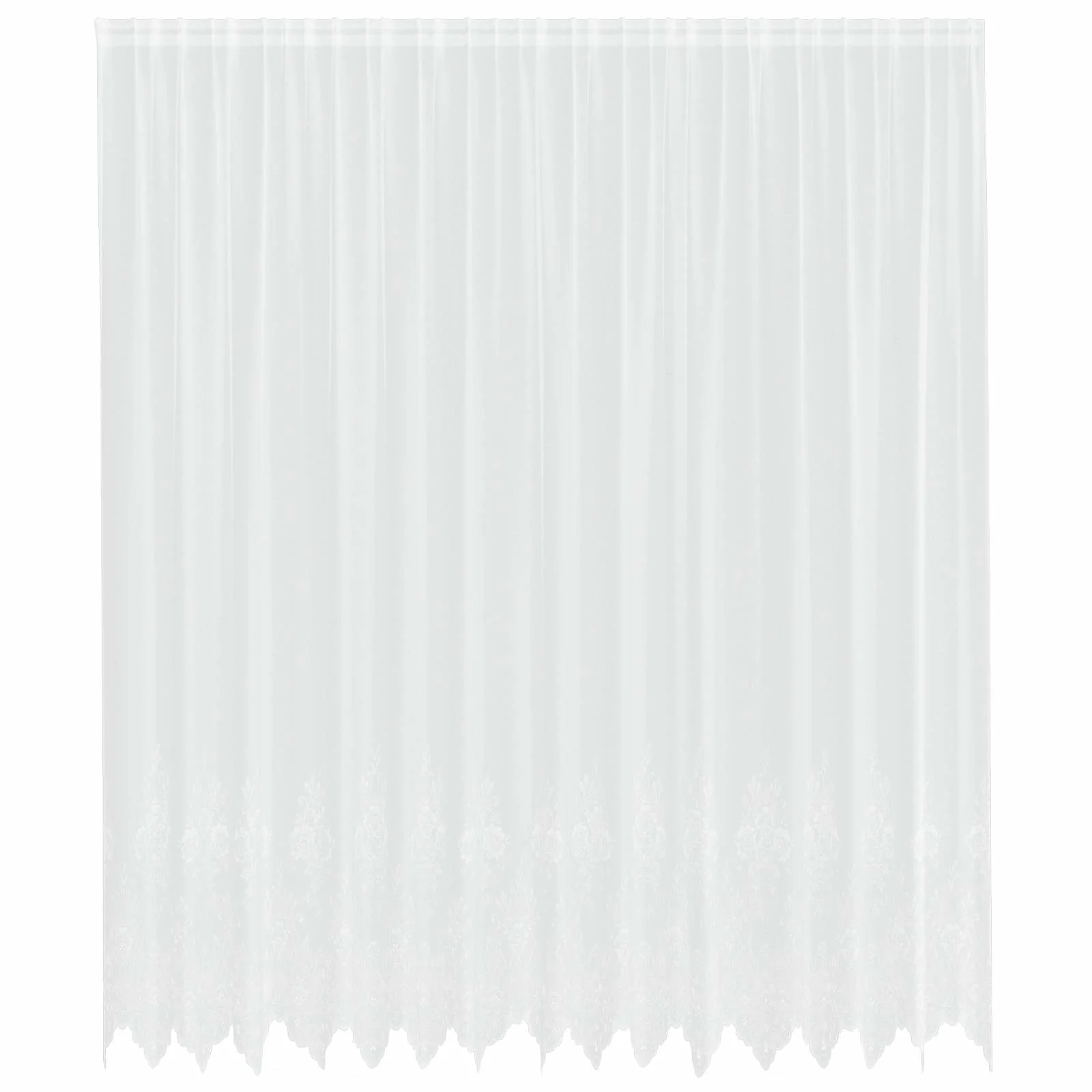 Valge lillemustriga pitskardin, 300 x 400 cm, polüester