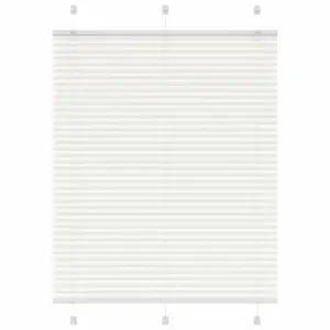 Valge plisseeritud ruloo kahe paigaldusviisiga, 110 x 100 cm, 100% polüester