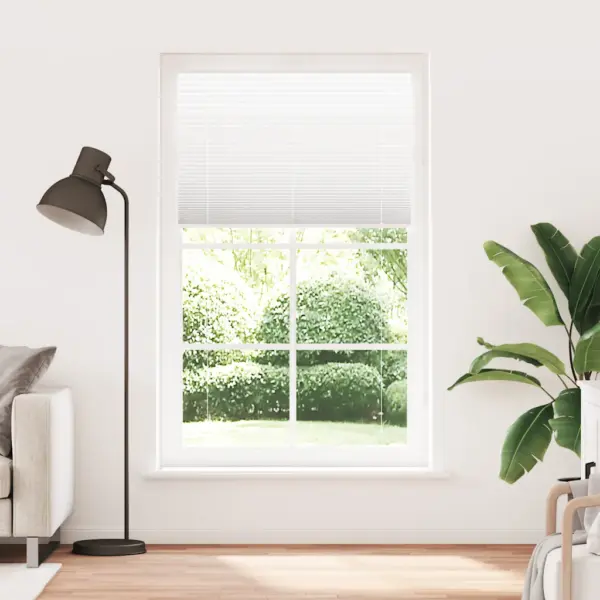 Valge plisseeritud ruloo, 120 x 200 cm, 100% polüester, kanga laius 119,4 cm – 2