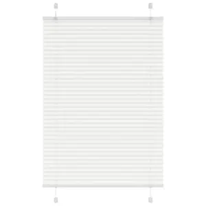 Valge plisseeritud ruloo, 85 x 100 cm, 100% polüester, kahe kinnitamisviisiga