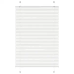 Valge plisseeritud ruloo, 85 x 150 cm, 100% polüester, kahe paigaldusviisiga