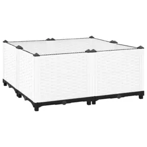 Taimelava rotangimustriga, valge polüpropüleen, 80 x 80 x 38 cm