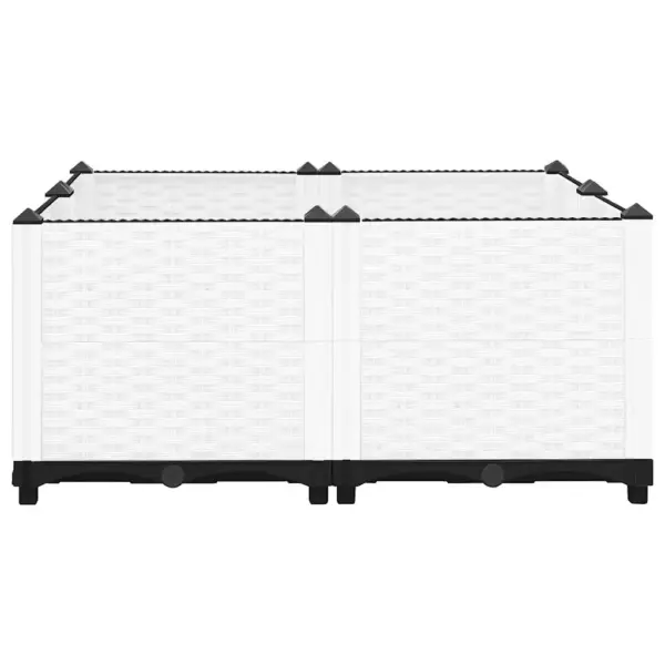 Taimelava rotangimustriga, valge polüpropüleen, 80 x 80 x 38 cm – 3