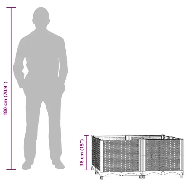 Taimelava rotangimustriga, valge polüpropüleen, 80 x 80 x 38 cm – 7