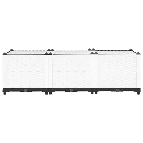 Taimelava rotangimustriga, valge polüpropüleen, 120 x 40 x 38 cm – 4