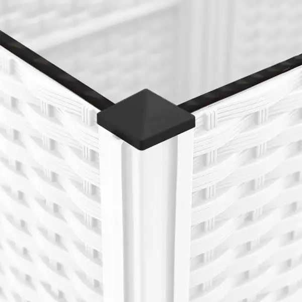 Taimelava rotangimustriga, valge polüpropüleen, 120 x 40 x 38 cm – 7