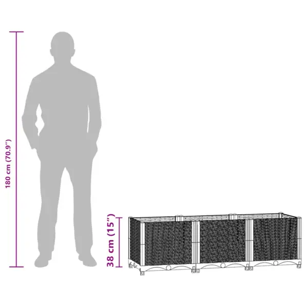 Taimelava rotangimustriga, valge polüpropüleen, 120 x 40 x 38 cm – 10