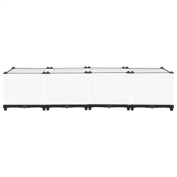 Polüpropüleenist taimelava rotangimustriga, valge, 160 x 40 x 38 cm – 4