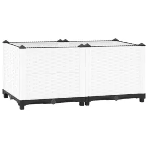 Taimelava rotangimustriga, valge polüpropüleen, 80 x 40 x 38 cm