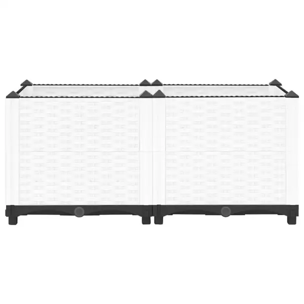 Taimelava rotangimustriga, valge polüpropüleen, 80 x 40 x 38 cm – 4