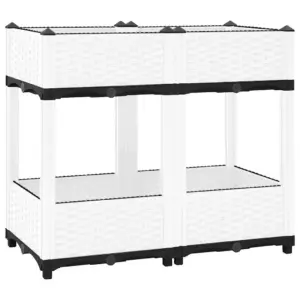 Taimelava rotangimustriga, valge polüpropüleen, 80 x 40 x 71 cm