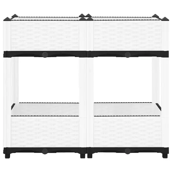 Taimelava rotangimustriga, valge polüpropüleen, 80 x 40 x 71 cm – 3