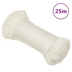 Valge polüpropüleenist töököis, 6 mm, 25 m