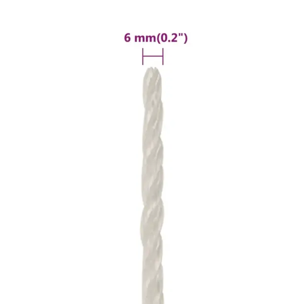 Valge polüpropüleenist töököis, 6 mm, 25 m - 6
