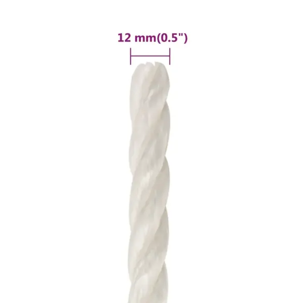 Punutud töököis polüpropüleenist, valge, 12 mm, 25 m – 6