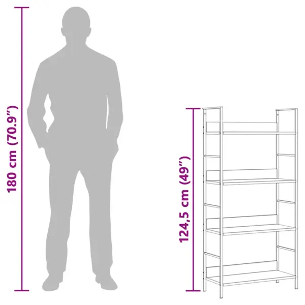 Valge 4 riiuliga raamaturiiul metallraamiga, 60 x 27,6 x 124,5 cm – 11