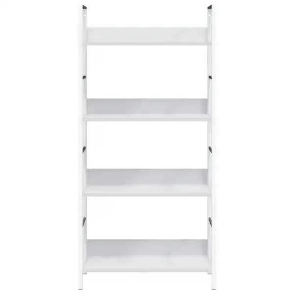 Valge 4 riiuliga raamaturiiul metallraamiga, 60 x 27,6 x 124,5 cm – 5