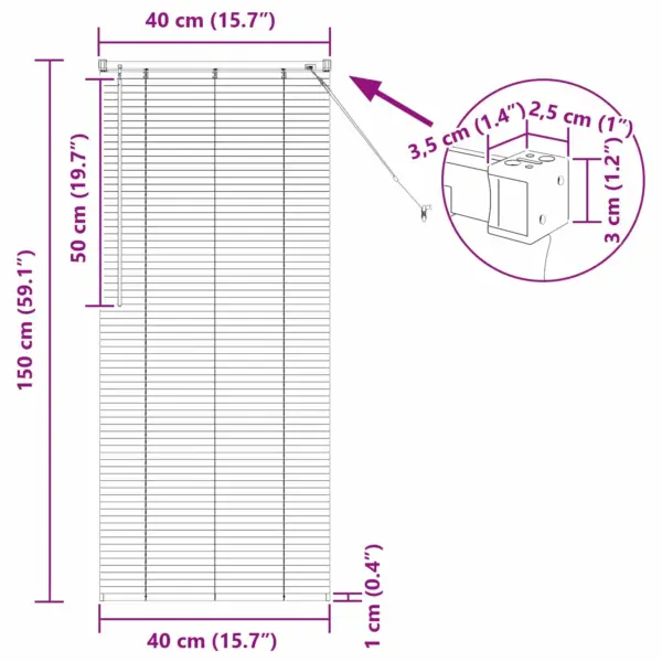 Reguleeritav PVC veneetsia ruloo, valge, 150 x 40 cm – 10