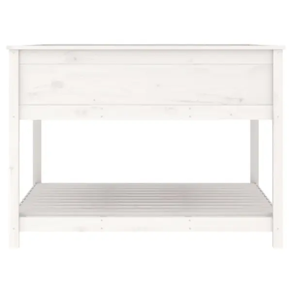Riiuliga kõrgendatud taimekast, valge männipuidust, 111,5 x 111,5 x 81 cm – 6