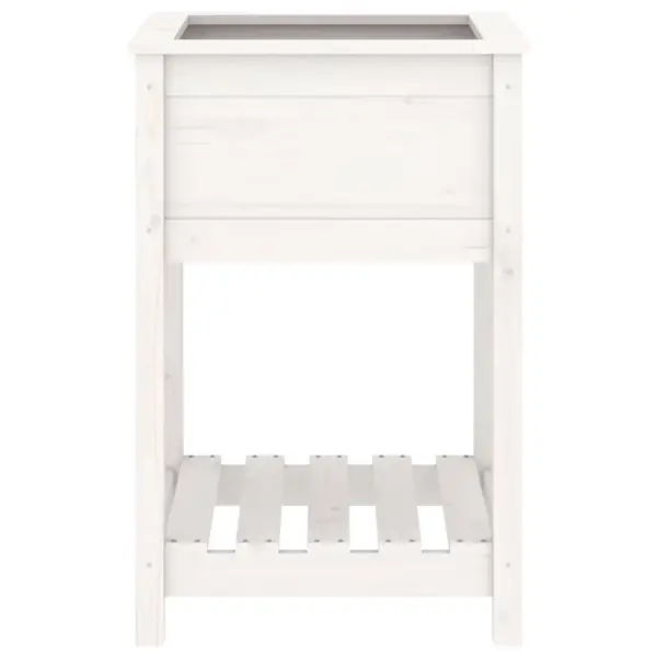 Valge männipuidust riiuliga taimekast, 54 x 54 x 81 cm – 5