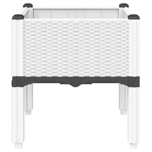 Jalgadel taimekast rotangimustriga, valge PP, 40 x 40 x 42 cm – 5