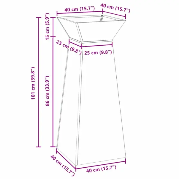 Valge samba istutusnõu välitingimustesse, 2 tk, 40 x 40 x 101 cm – 13