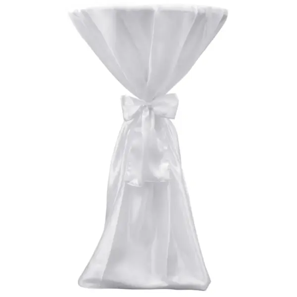 Valge satiinist täispikk lauakate baarilauale paelaga, 60 cm, 2 tk – 2