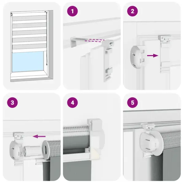 Valge sebra ruloo kettmehhanismiga, 125 x 150 cm, kanga laius 120,9 cm, polüester – 6