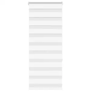 Valge sebraruloo päev-öö ruloo aknale, 55 x 150 cm, 100% polüester, alumiiniumsiiniga