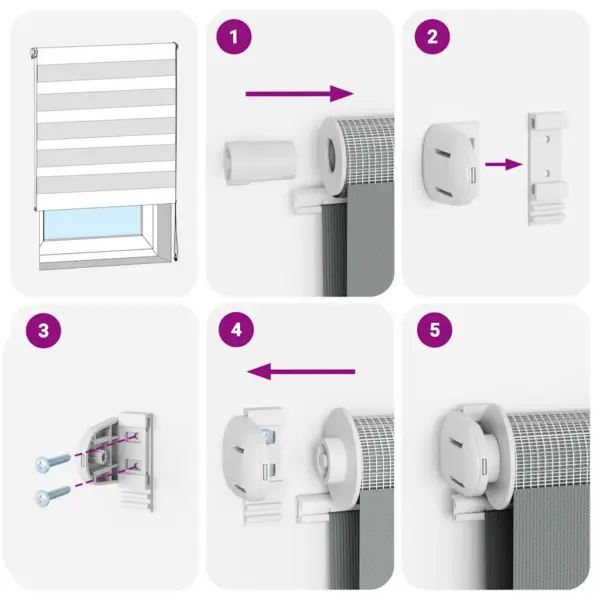 Valge triibuline sebraruloo kettmehhanismiga 40 x 200 cm, polüester – 7
