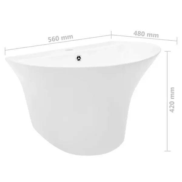 Seinale paigaldatav valge kraanikauss, glasuuritud keraamika, 56 x 48 x 42 cm – 6