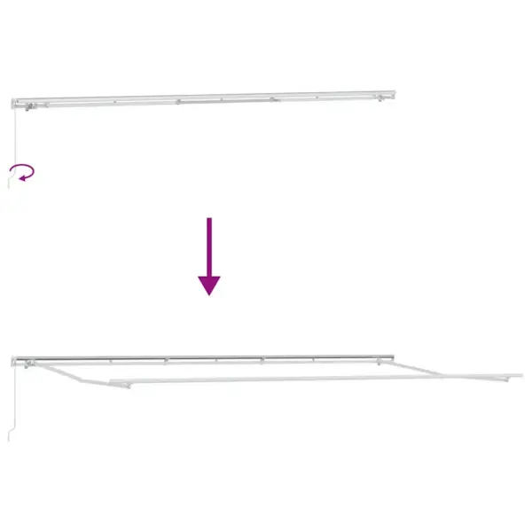 Käsitsi sissetõmmatav terrassivarikatus, valge alumiinium, 600 x 300 cm – 9