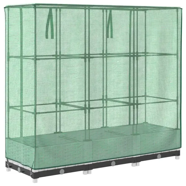 Kõrgendatud taimekast kasvuhoonekattega, rotangiimitatsioon, valge, 120 x 40 x 123 cm – 6