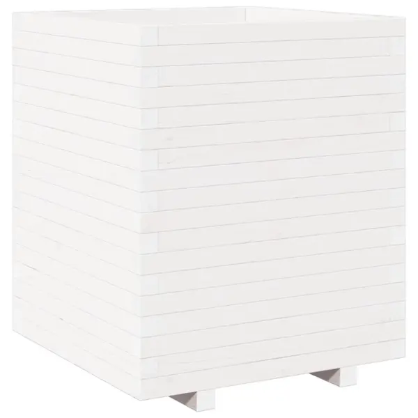 Valge täismännipuidust aia taimekast, 60 x 60 x 72,5 cm – 2