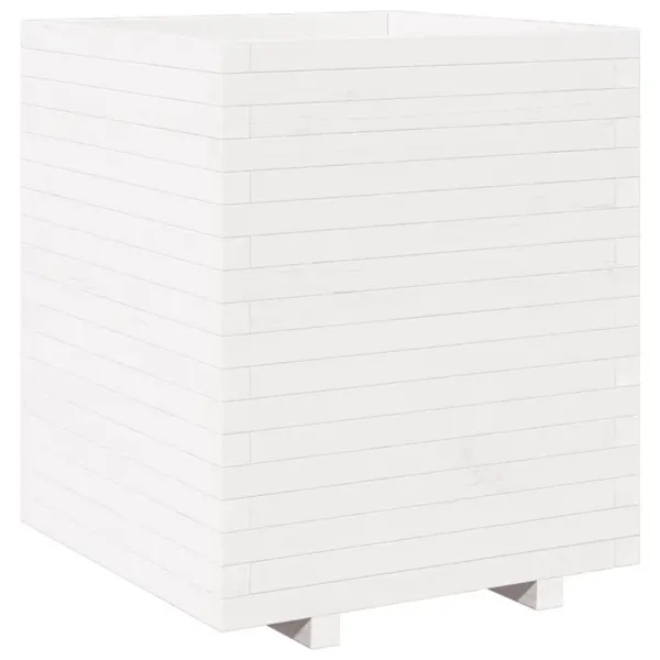 Valge täismännipuidust aia taimekast, 60 x 60 x 72,5 cm – 7