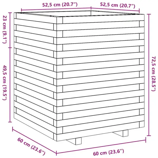 Valge täismännipuidust aia taimekast, 60 x 60 x 72,5 cm – 10