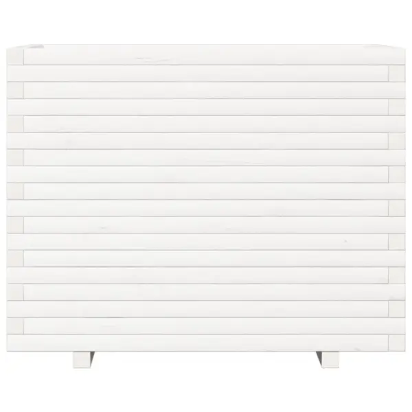 Valge täismännipuidust aia taimekast, 90 x 60 x 72,5 cm – 5